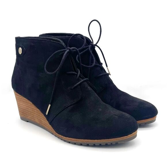 Dr. Scholl's Conquer Wedge Lug Sole Bootie Black Faux Suede Women’s Size 8.5 - Picture 5 of 13